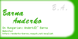 barna anderko business card